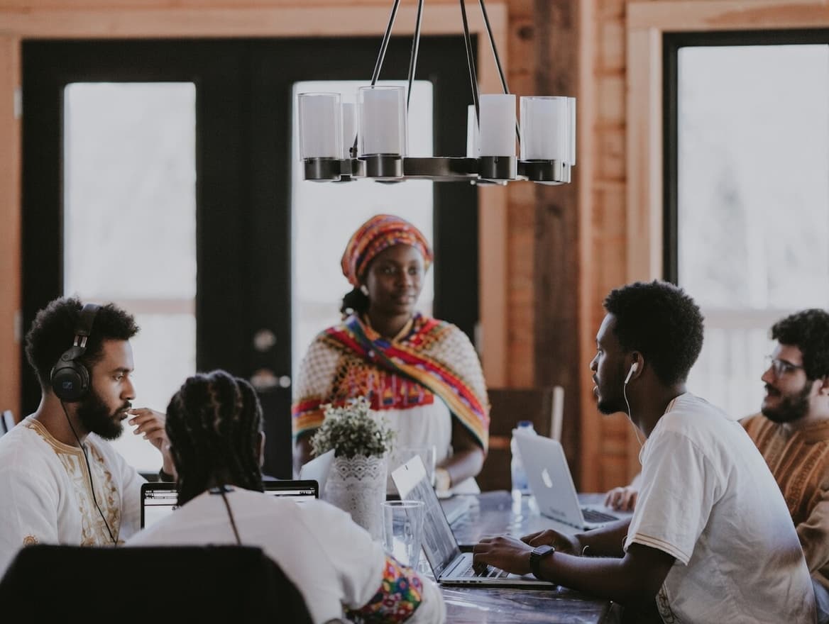 Hiring team discussing candidates